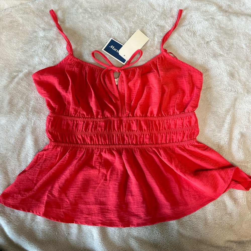Monteau Red Sleeveless Bustier Peplum Camisole